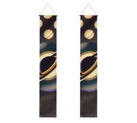 Bellissimo striscione da appendere con stampa di Saturno, bandiere verticali per portico per feste, per interni ed esterni, 180 x 30 cm