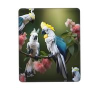 Bellissimo tappetino da scrivania con motivo cacatua e fiori, lavabile, per ufficio/gioco/scrittura, base in gomma, superficie in poliestere