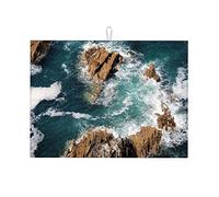 Bellissimo tappetino per asciugare i piatti con vista sul mare e cielo, grande, XL, reversibile, piccolo, 16 x 18 pollici