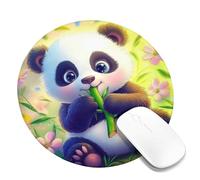 Bellissimo tappetino per mouse da scrivania con panda floreale, design in bambù morbido, ispirato alla natura, per casa e ufficio, base rotonda in gomma antiscivolo, 20,3 x 20,3 cm