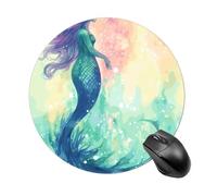 Bellissimo tappetino per mouse rotondo a forma di coda di sirena, piccolo tappetino per mouse senza fili, per videogiochi, laptop, mini computer, decorazione per la casa, accessori da scrivania per