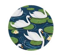 Bellissimo tappetino per mouse rotondo stampato con cigni bianchi sul lago da 8 pollici, tappetino per mouse da gioco antiscivolo, accessori per computer, laptop, ufficio, casa - 1