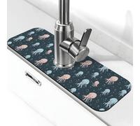 Bellissimo tappetino per rubinetto medusa blu e rosa per lavello da cucina assorbente ad asciugatura rapida tappetino di drenaggio intorno al rubinetto per lavello della cucina tappetino per lavello