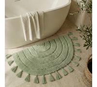 Bellissimo tappeto bohémien con nappe per il tuo bagno - Morbido tappetino a semicerchio in 100% cotone che si adatta perfettamente alla tua casa - un grazioso tappeto antiscivolo e assorbente