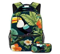 Bellissimo Toucan Migliora il tuo gioco di ritorno a scuola con il nostro set di 2 zaini per bambini, perfetto per ragazzi ragazze adolescenti, Multicolore#03, B：29.4x20x40cm P：19x7.5x3.8cm, Zaini