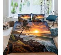 Bellissimo tramonto in riva al mare Set Copripiumino 3D Stampato Set Biancheria Da Letto Set Copripiumino in Microfibra Morbida Con Chiusura A Cerniera E Morbido Federe Cuscino Doppio（200x200cm）