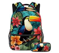 Bellissimo tucano per tenere i tuoi oggetti essenziali in un unico posto, zaino con astuccio, il set di zaini per la scuola definitivo per studenti, Multicolore#05, B：29.4x20x40cm P：19x7.5x3.8cm,