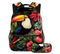 Bellissimo tucano per tenere i tuoi oggetti essenziali in un unico posto, zaino con astuccio, il set di zaini per la scuola definitivo per studenti, Multicolore#07, B：29.4x20x40cm P：19x7.5x3.8cm,