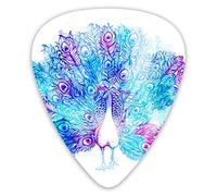 Bellissimo uccello pavone disegnato a mano contiene molti dettagli Plettri per chitarra 12 confezioni - Varietà Plettri per chitarra Plettri sottili, medi, pesanti 0 .46/0,71/0,96 mm