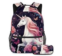 Bellissimo unicorno rimane alla moda e organizzato con il nostro zaino e astuccio combinato per ragazzi ragazze adolescenti, Multicolore#07, B:29.4x20x40cm P:19x7.5x3.8cm, Zaini Daypack