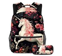 Bellissimo unicorno rimane alla moda e organizzato con il nostro zaino e astuccio combinato per ragazzi ragazze adolescenti, Multicolore#06, B：29.4x20x40cm P：19x7.5x3.8cm, Zaini Daypack