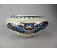 BELLISSIMO VASO IN SMALTO DECORATO GUFI IN CERAMICA STILE ART DECO VASO GUFO ...