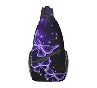 Bellissimo zaino a tracolla elegante con farfalla viola e pavone per donne e uomini, borsa da viaggio per escursioni in campeggio, ciclismo