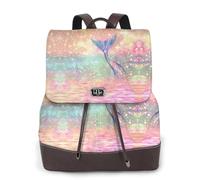 Bellissimo zaino da donna con stampa a coda di sirena, impermeabile, antifurto, leggero, in pelle PU, alla moda, in nylon, borsa a tracolla per scuola e viaggio, Nero , Taglia unica