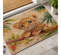 Bellissimo zerbino leopardo, tappetino per porta animali della giungla per ingresso esterno e interno, decorazione primaverile in gomma impermeabile, antiscivolo, assorbe la polvere, facile da