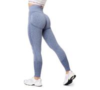 Bellivalini Leggins Sportivi Donna Push up Scrunch Lifting Vita Alta Fitness Gym BLV50-254 (Blu Melange, L)