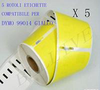 BELLIVESTORE 5 Rotoli Etichette adesive compatibile per Dymo LabelWriter 310 320 330 330 Turbo 400 400 450 450 sostituzione per Dymo 99014 giallo