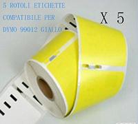 BELLIVESTORE 5 Rotoli Etichette adesive compatibile per Dymo LabelWriter 310, 320, 330 Turbo, 400 Turbo, 400 Twin Turbo, 400 Duo, 450 Turbo sostituzione per Dymo 99012 Giallo 89mm X 36mm