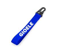 BELLIZZIA Portachiavi Personalizzato con Nome con Moschettone e Laccio da Polso Blu Royal (GIOELE)