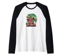 Bello Albero Rex Attack Emblema in Stile Natalizio Maglia con Maniche Raglan