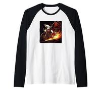 Bello, Aquila, Moto, in, Fuoco, e, Fiamme Maglia con Maniche Raglan