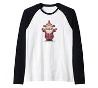 Bello Babbo Natale con Gesù Cristo Croce Maglia con Maniche Raglan