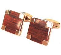 Bello Contemporaneo Oro Rosa E Mogano Legno Gemelli Cufflinks.Direct