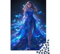 Bello Donna Puzzle 1000 Pezzi Arte Per Adulti Blue Farfalle Puzzle Legno Premium Giochi Rilassamento E Intelligence Facile Da Regalo Per Amore E Amico Art Collection 1000pcs (75x50cm)
