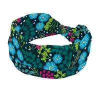 Bello fiore floreale largo fasce per capelli da donna, morbido turbante, fascia antiscivolo, fascia elastica per il sudore, yoga, allenamento, bandana annodata incrociata