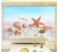 Bello Fresco Spiaggia Stella Marina Conchiglia Mare Moderna Carta Da Parati 3D Seta Pregiata Testurizzata Ideale Per La Camera Letto Del Soggiorno-200cm×140cm