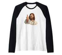 Bello, Gesù, Cristo, con, Pollice, su, Sguardo Maglia con Maniche Raglan