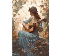 Bello Ragazza Che Suona La Chitarra Cartello Decorativo Vintage Targa In Metallo Retrò Poster Metal Per Bagno Cafe Bar Pub M