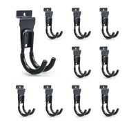 BELLO YON Ganci da parete per doghe, resistenti, piccoli, ganci a J, ganci da parete per garage e grucce, colore nero (confezione da 10)