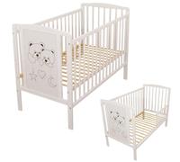 Bello24 - Letto per bambini Letto per bambini e lettino per bambini in legno massiccio regolabile in altezza 3 volte con tre doghe rimovibili incl. kit di conversione 60 x 120 cm