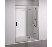 BELLOBATH - Box doccia per nicchia - Cabina doccia con una porta scorrevole - Larghezza 105-110 cm x 195 cm - Vetro di sicurezza anticalcare da 6 mm su entrambi i lati - Profili argento lucido