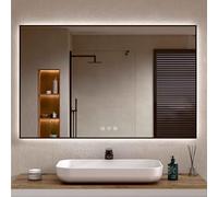 BELLOBATH Specchio Bagno LED Dimmerabile Antivapore Nero 80x100 cm (AxL)