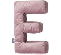 Bellochi - Cuscino decorativo con imbottitura anallergica, per la cameretta dei bambini, in velluto, morbido cuscino a forma di lettera E, colore: rosa