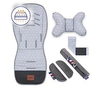 Bellochi Riduttore Passeggino Universale Materassino Passeggino Estivo - Copriseduta Passeggino Estivo Universale e Arioso con Cuscino Antishock - Cotone e Velluto - Rosette