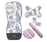 Bellochi Riduttore Passeggino Universale Materassino Passeggino Estivo - Copriseduta Passeggino Estivo Universale e Arioso con Cuscino Antishock - Cotone e Velluto - Pink Berry