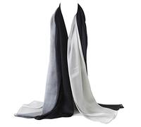 Bellonesc Sciarpa di Seta 100% Seta Lunga Leggera Protezione Solare Scialli per le Donne, Nero Argento Grigio, One Size