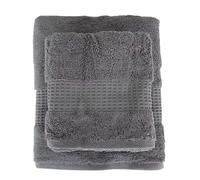 Bellora Set Asciugamani viso e ospite in Spugna 100% Cotone con balza in nido d'ape Art. Fiocco (Asfalto)