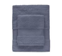 Bellora Set Asciugamani viso e ospite in Spugna 100% Cotone con balza in nido d'ape Art. Fiocco (Avio)