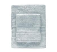 Bellora Set Asciugamani viso e ospite in Spugna 100% Cotone con balza in nido d'ape Art. Fiocco (Azzurro)