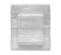 Bellora Set Asciugamani viso e ospite in Spugna 100% Cotone con balza in nido d'ape Art. Fiocco (Bianco)