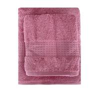 Bellora Set Asciugamani viso e ospite in Spugna 100% Cotone con balza in nido d'ape Art. Fiocco (Malva)