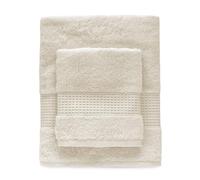 Bellora Set Asciugamani viso e ospite in Spugna 100% Cotone con balza in nido d'ape Art. Fiocco (Panna)