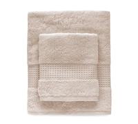 Bellora Set Asciugamani viso e ospite in Spugna 100% Cotone con balza in nido d'ape Art. Fiocco (Sabbia)