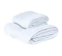 Bellora Set Asciugamani Viso e Bidet in Spugna di Cotone Fiocco, Morbidi e Confortevoli, Asciugamano Ricamato con bordi nido d'ape Azzurro B02