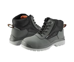 Bellota 72307NJS3 - Stivale di sicurezza Comp+ nero S3 da uomo e da donna in pelle idrofugata liscia, imbottita e con zone rinforzate antiabrasione, grigio, 42 EU X-Ancho