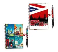 Bells Box 2 x A6 Londra Souvenirs Notebook e penna - Set regalo di cancelleria inglese inglese - Union Jack London Iconic Landmark Notepad Pen